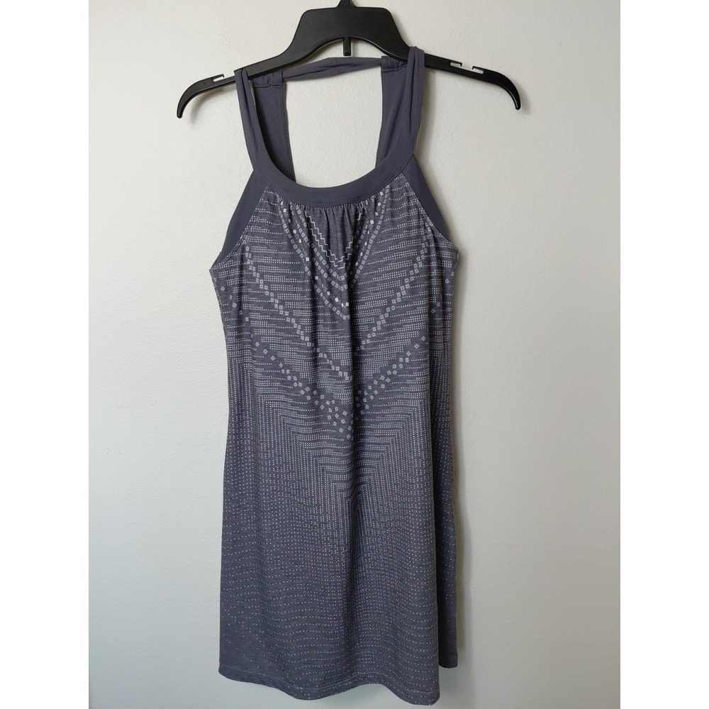 prAna Womens Cantine Gray Synergy Bra Halter Dress Gray Knit Strappy Sz Small